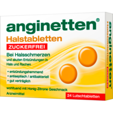 anginetten Таблетки для горла Мед Лимон без сахара, 24 шт